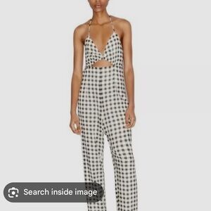 Zara Black and White Check Jumpsuit
